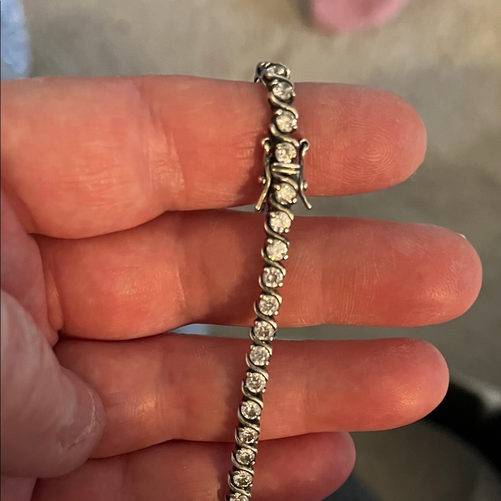 Vintage Sterling Silver 925 CZ Cubic Zirconia Bracelet - Picture 2 of 5
